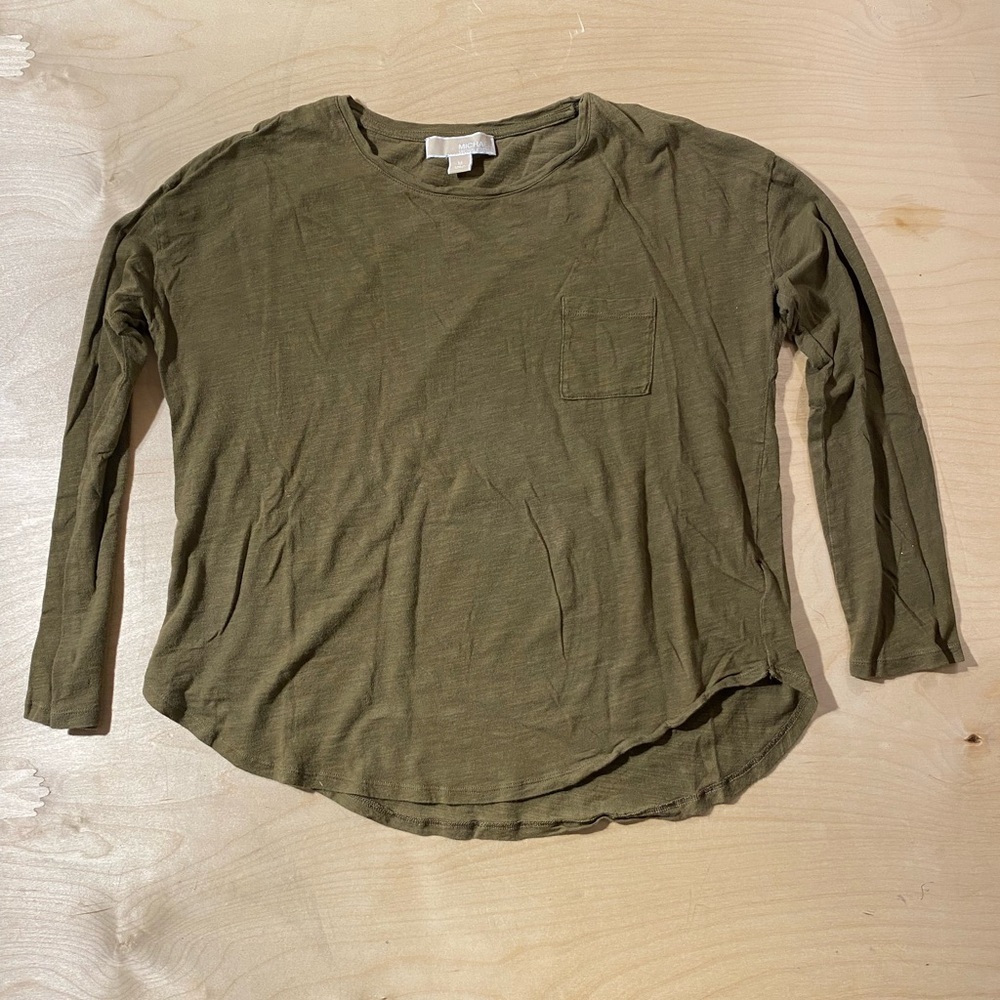 Michael Kors Green 3/4 Sleeve Relaxed Tee Medium (NI)